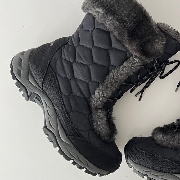 L.L. Bean Quilted Winter Snow Boots Faux Fur Lined Mid Calf Lace Up Booties - Picture 12 of 16